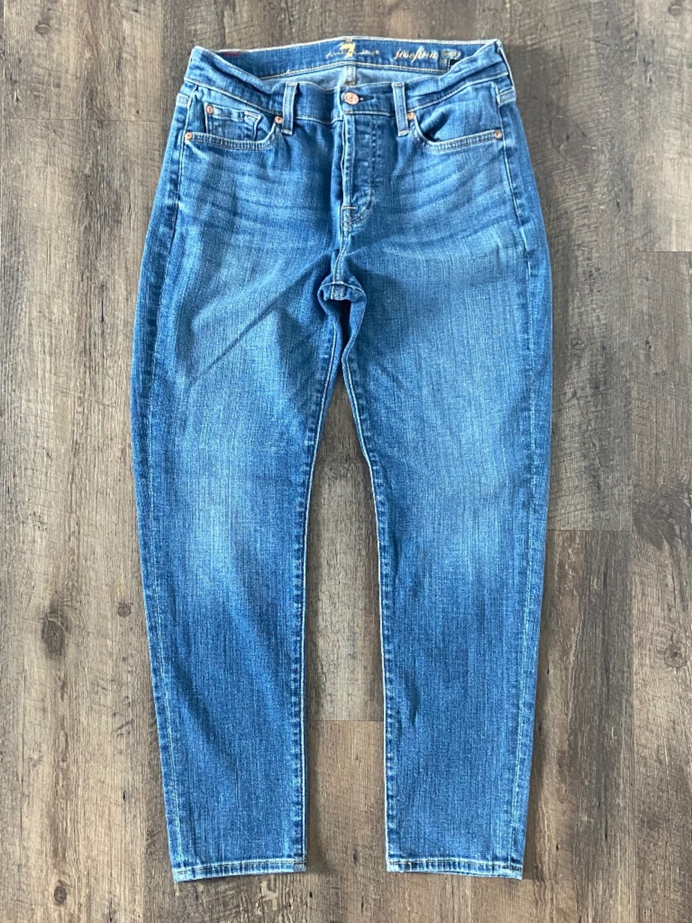 7 For All Mankind Josefina Skinny Boyfriend Jeans Medium Wash Size 27